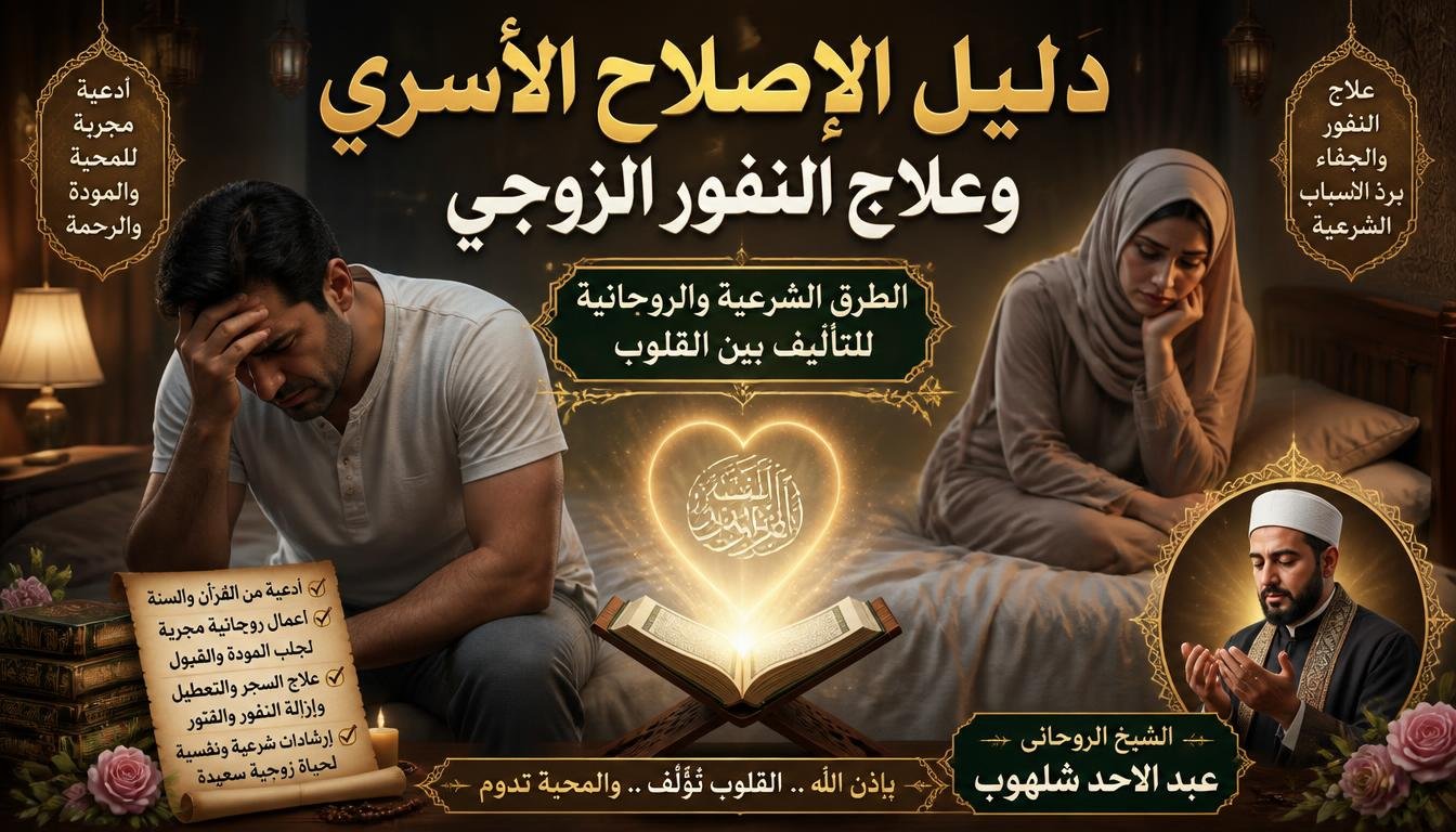 دليل الإصلاح الأسري وعلاج النفور الزوجي: الطرق الشرعية والروحانية للتأليف بين القلوب