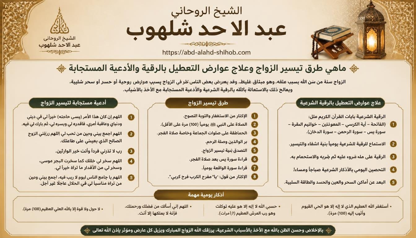ماهي طرق تيسير الزواج وعلاج عوارض التعطيل بالرقية والأدعية المستجابة